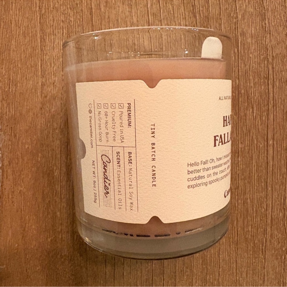 Candier Seasonal Happy Falladays Candle All Natural Soy Fall Candle BRAND NEW - Picture 3 of 9